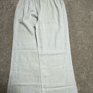 GEMMA + JAN Light Cream Wide Leg Linen Pants